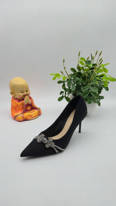 Rhinestone Embedded Pointy Toe Formal Stilettos Pumps